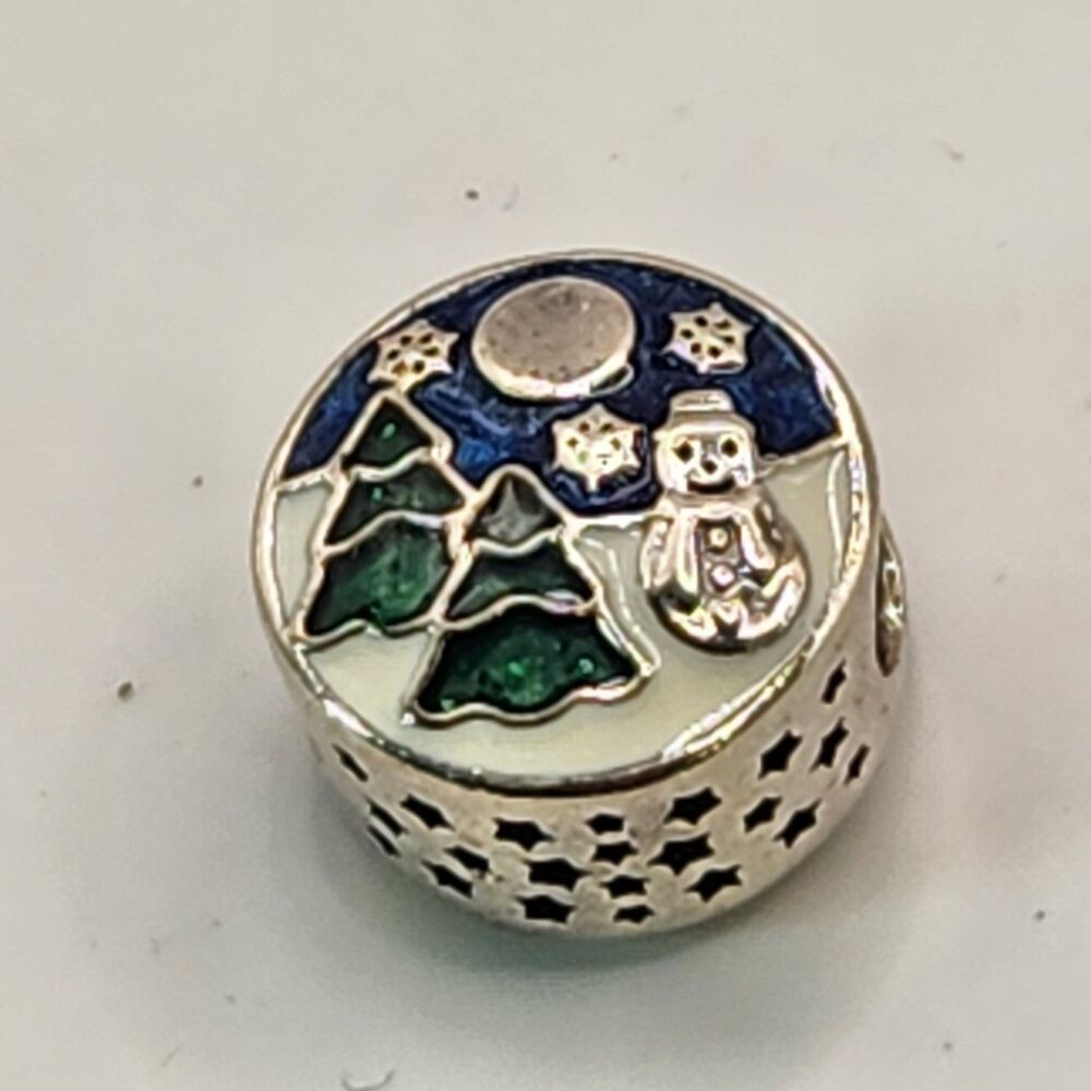 Pandora Snowy Wonderland Bead Snowman Christmas Tree Charm Bead